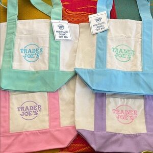 Trader Joe's Mini Pastel Canvas Tote Bag Set
